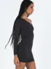 Tomer One Shoulder Mini Dress Black sold by Princess Polly