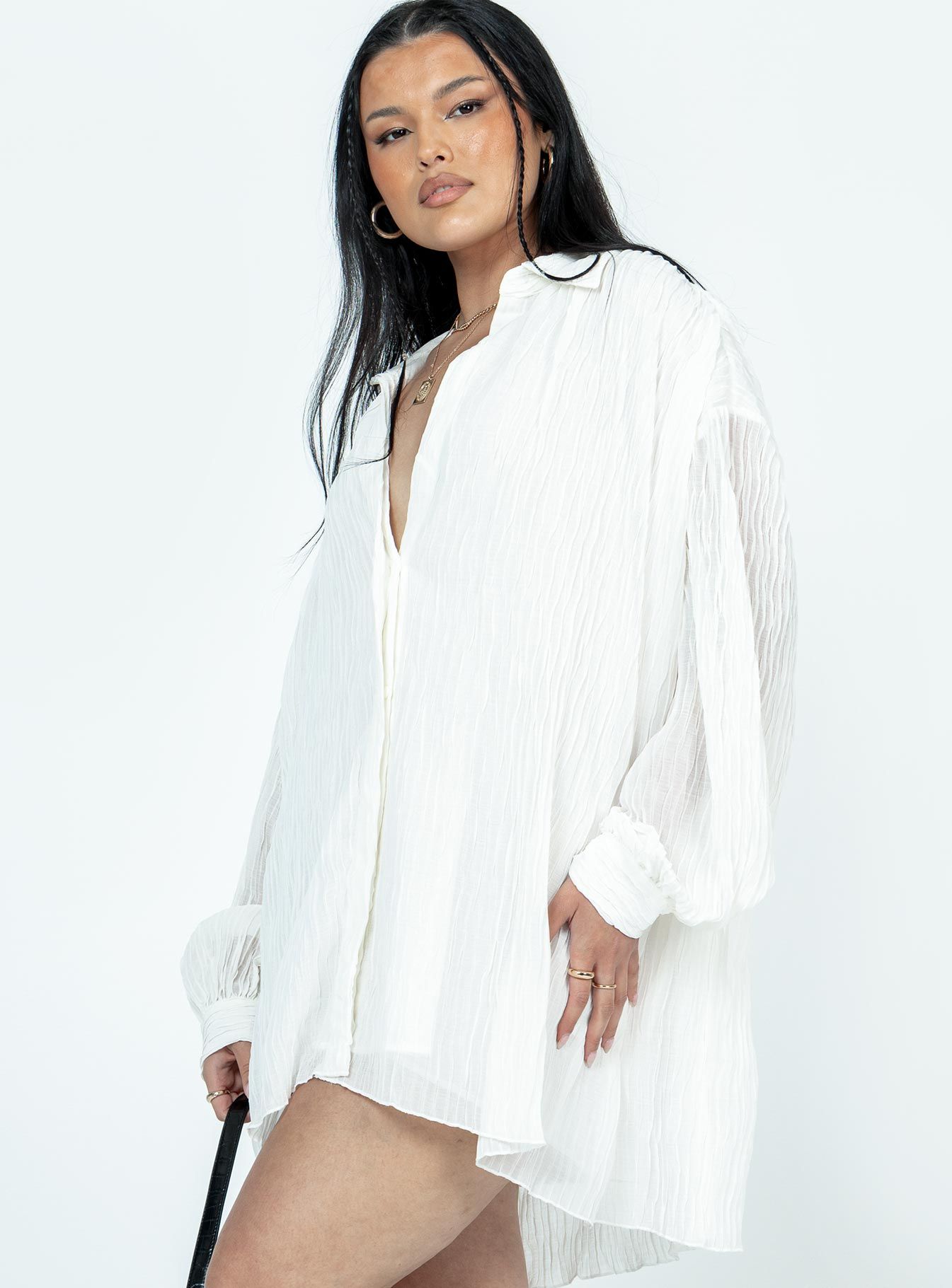 Tune In Shirt Dress White sold by Princess Polly product image thumbnail 4