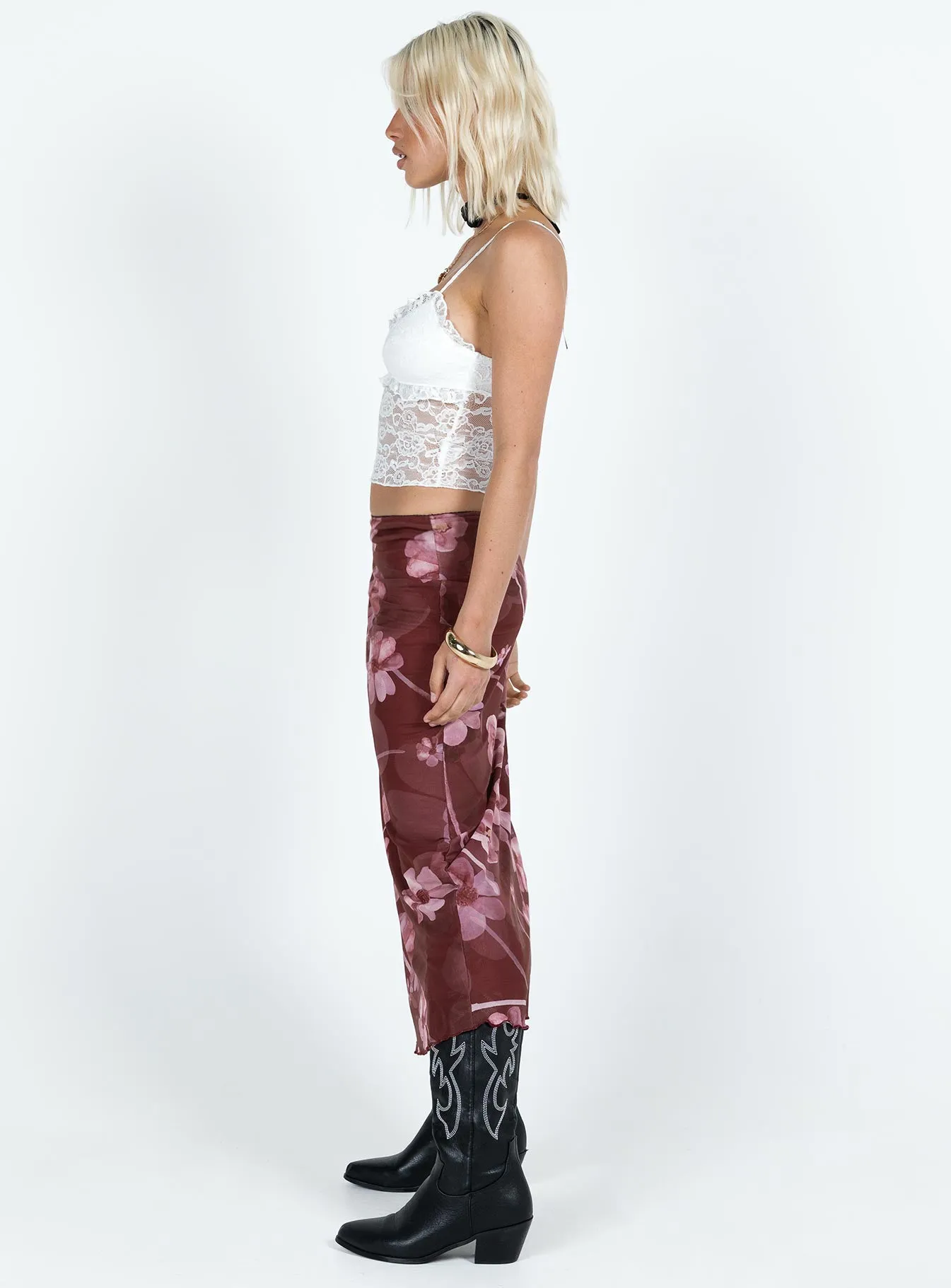 Lassie Midi Skirt Purple Floral sold by Princess Polly product image thumbnail 4