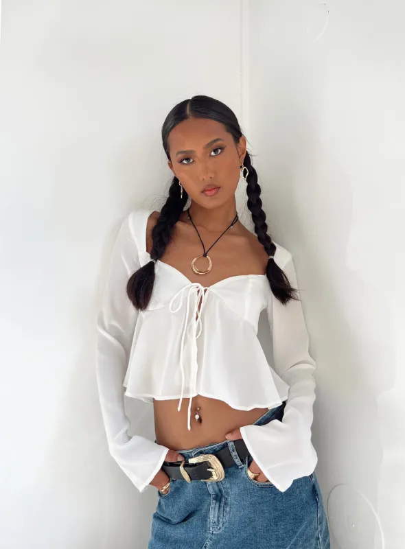 Godet Top White sold by Princess Polly