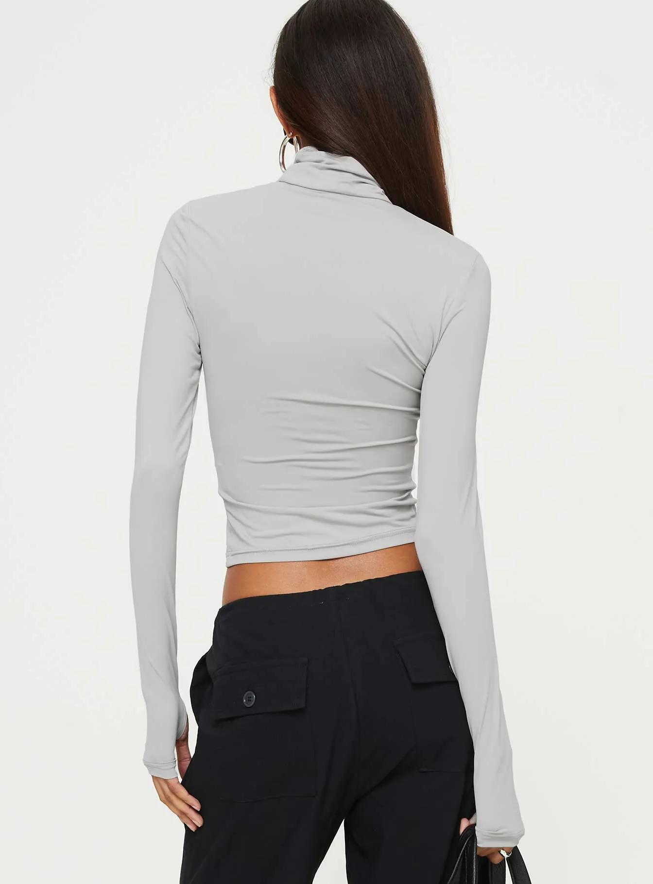 Elysium Long Sleeve Turtleneck Top Light Grey sold by Princess Polly product image thumbnail 5