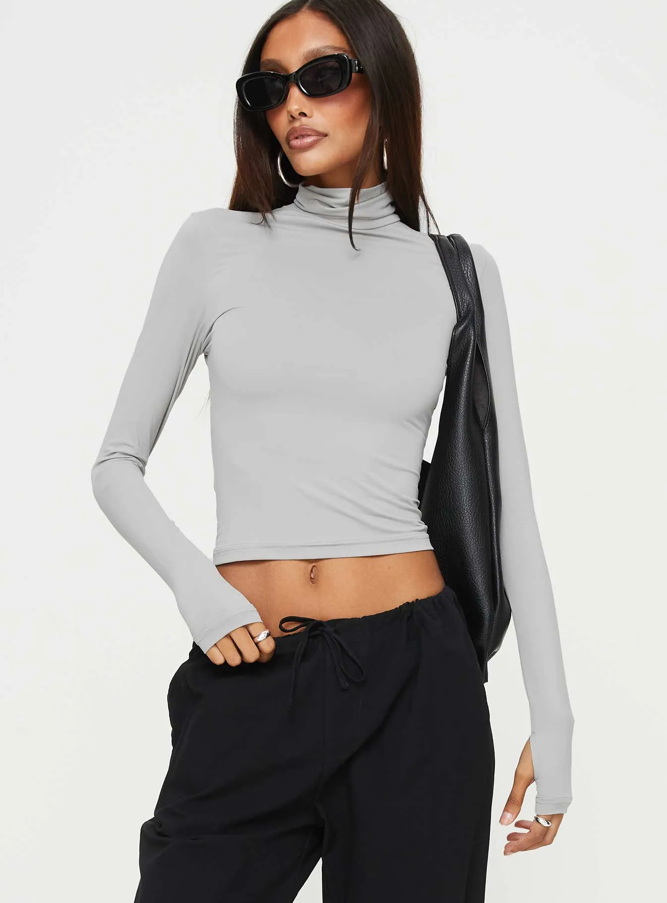 Elysium Long Sleeve Turtleneck Top Light Grey sold by Princess Polly product image thumbnail 2