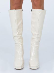 Montgomery Boot Cream Croc sold by Princess Polly