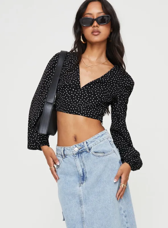Aldon Long Sleeve Top Black sold by Princess Polly