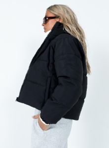 Clarise Puffer Jacket Black sold by Princess Polly