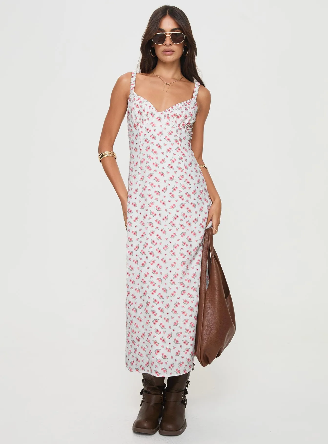 Georgia Midi Dress White / Pink Floral sold by Princess Polly product image thumbnail 3
