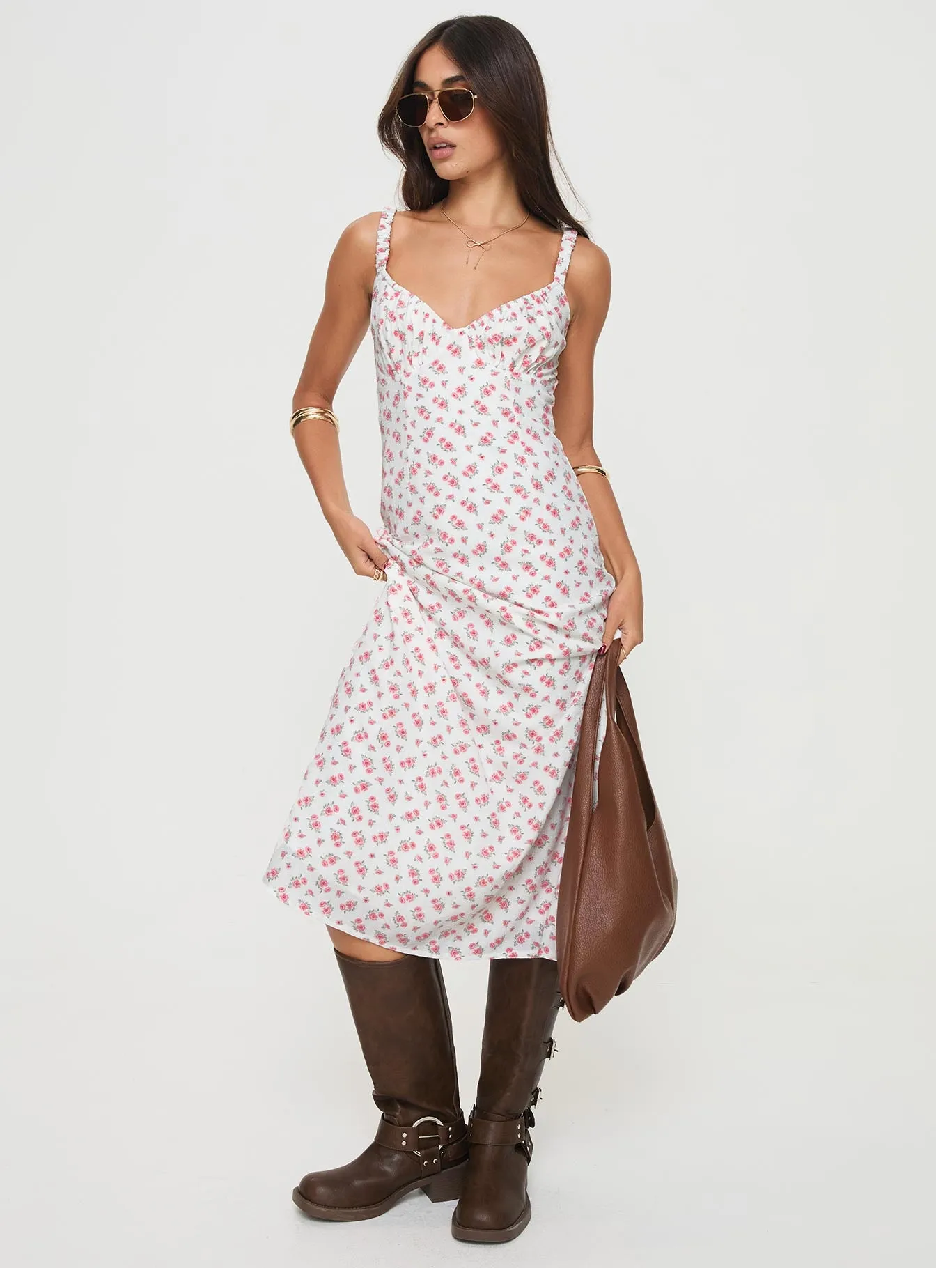Georgia Midi Dress White / Pink Floral sold by Princess Polly product image thumbnail 2