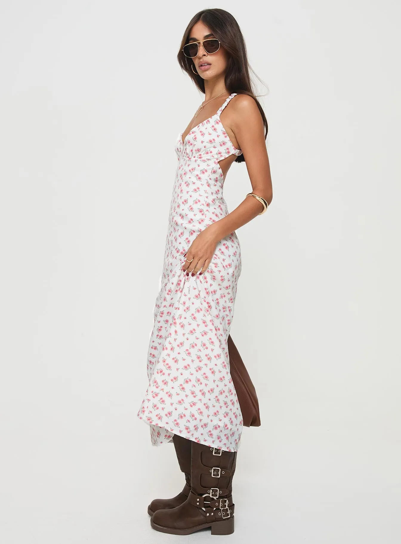 Georgia Midi Dress White / Pink Floral sold by Princess Polly product image thumbnail 4
