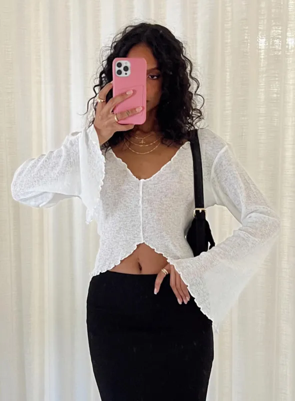 Hawksley Long Sleeve Top White sold by Princess Polly