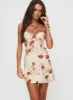 Carleton Mini Dress Cream / Floral sold by Princess Polly