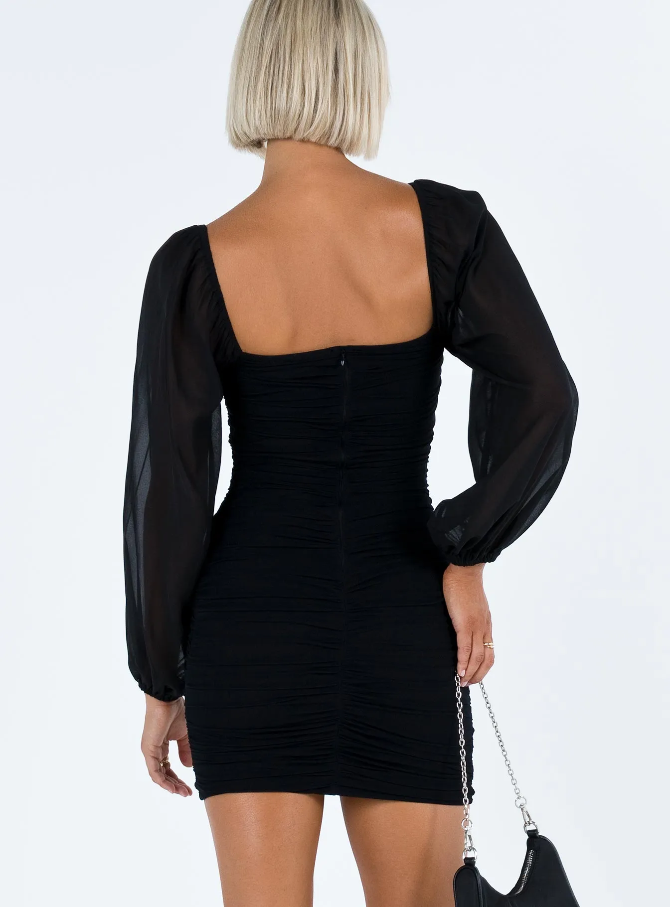 Joslyn Long Sleeve Mini Dress Black sold by Princess Polly product image thumbnail 4
