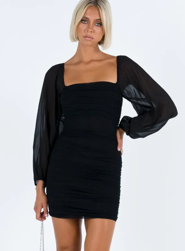 Joslyn Long Sleeve Mini Dress Black sold by Princess Polly