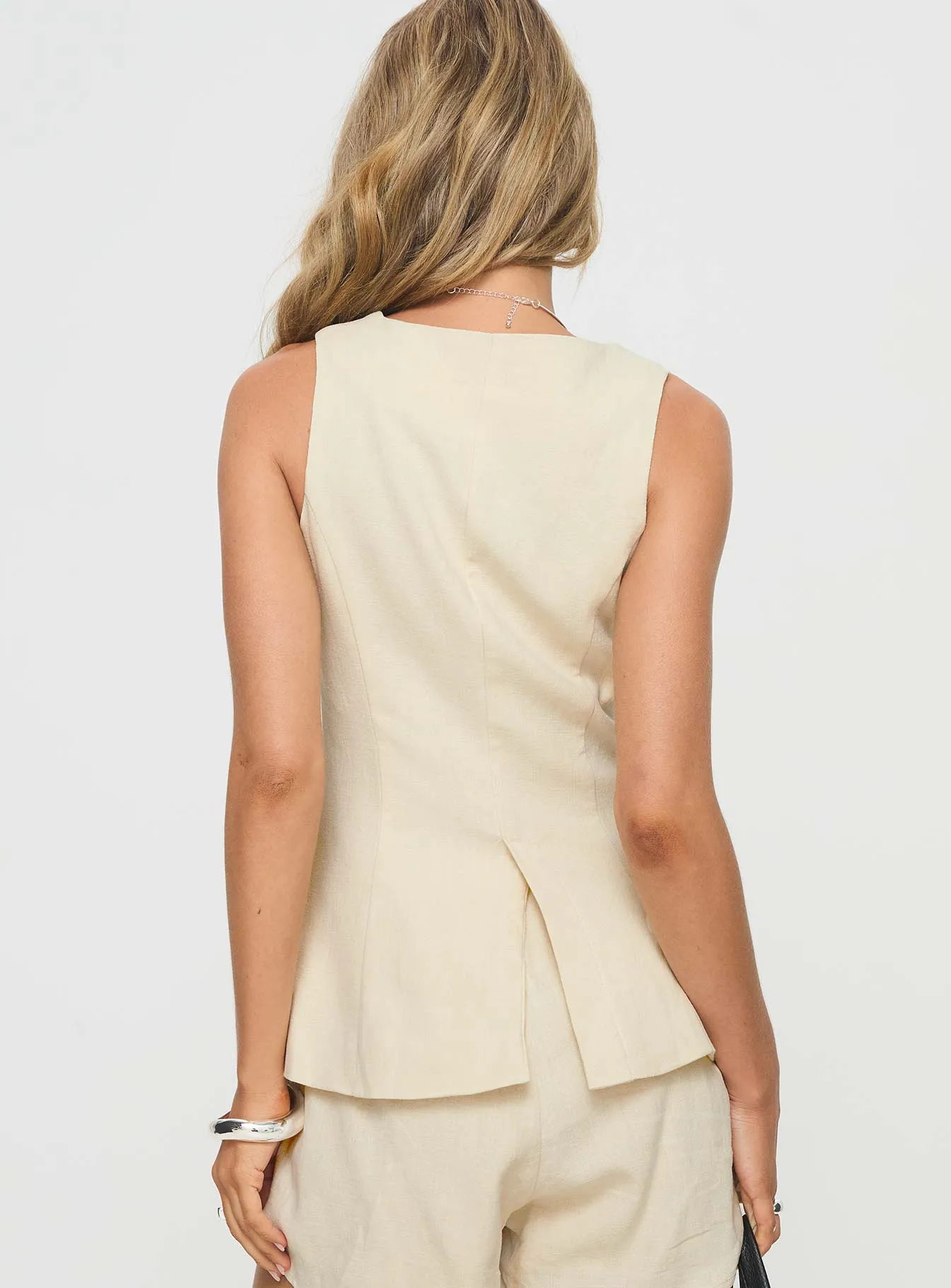 Days With You Linen Blend Vest Top Sand sold by Princess Polly product image thumbnail 5