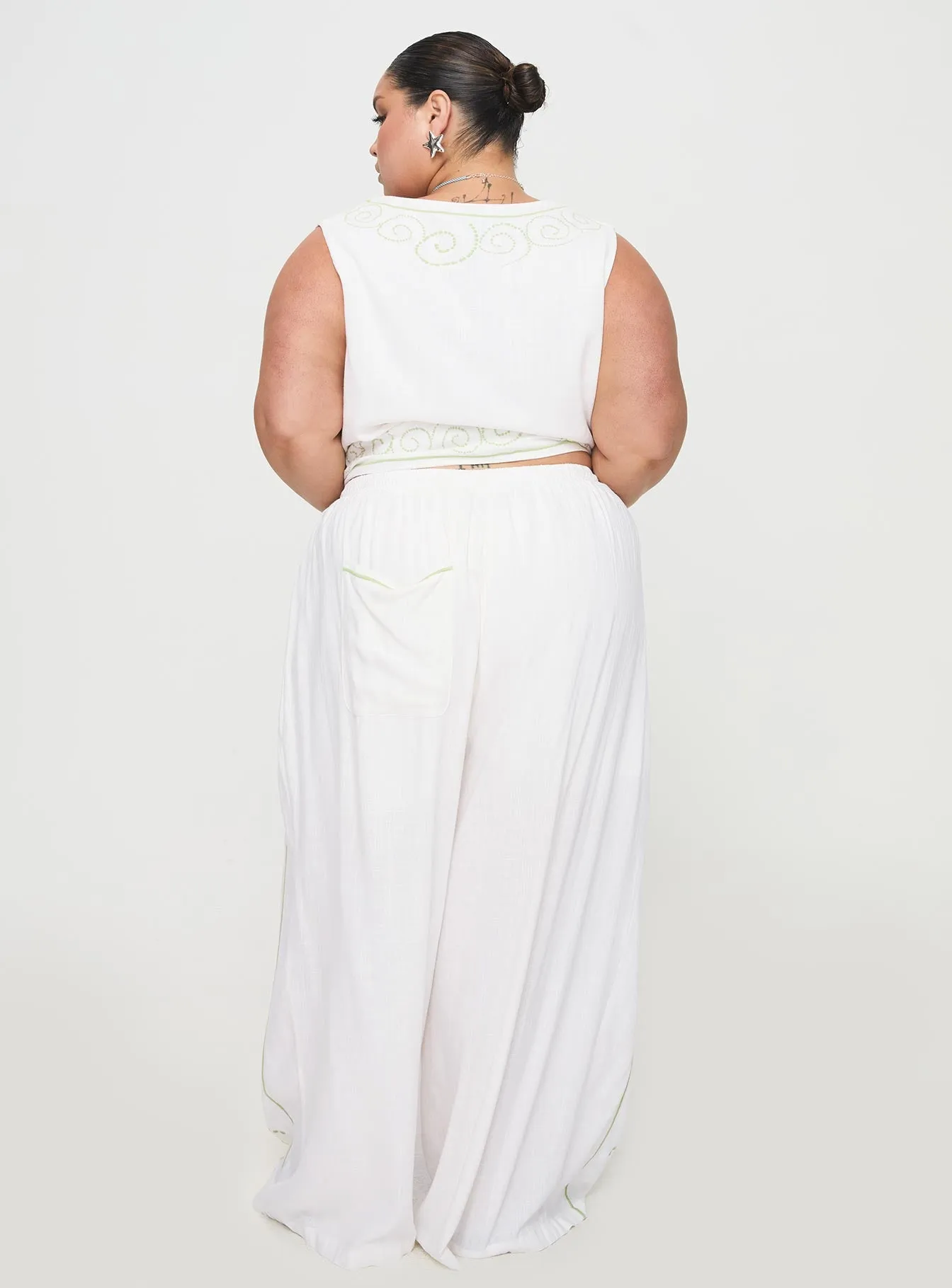 Kindred Pants White / Green Curve sold by Princess Polly product image thumbnail 5