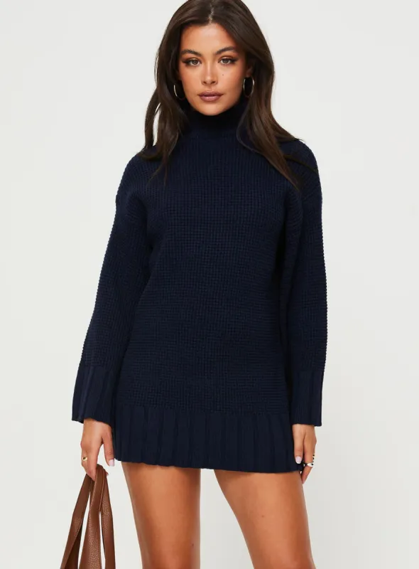 Tarin Knit Mini Dress Navy sold by Princess Polly