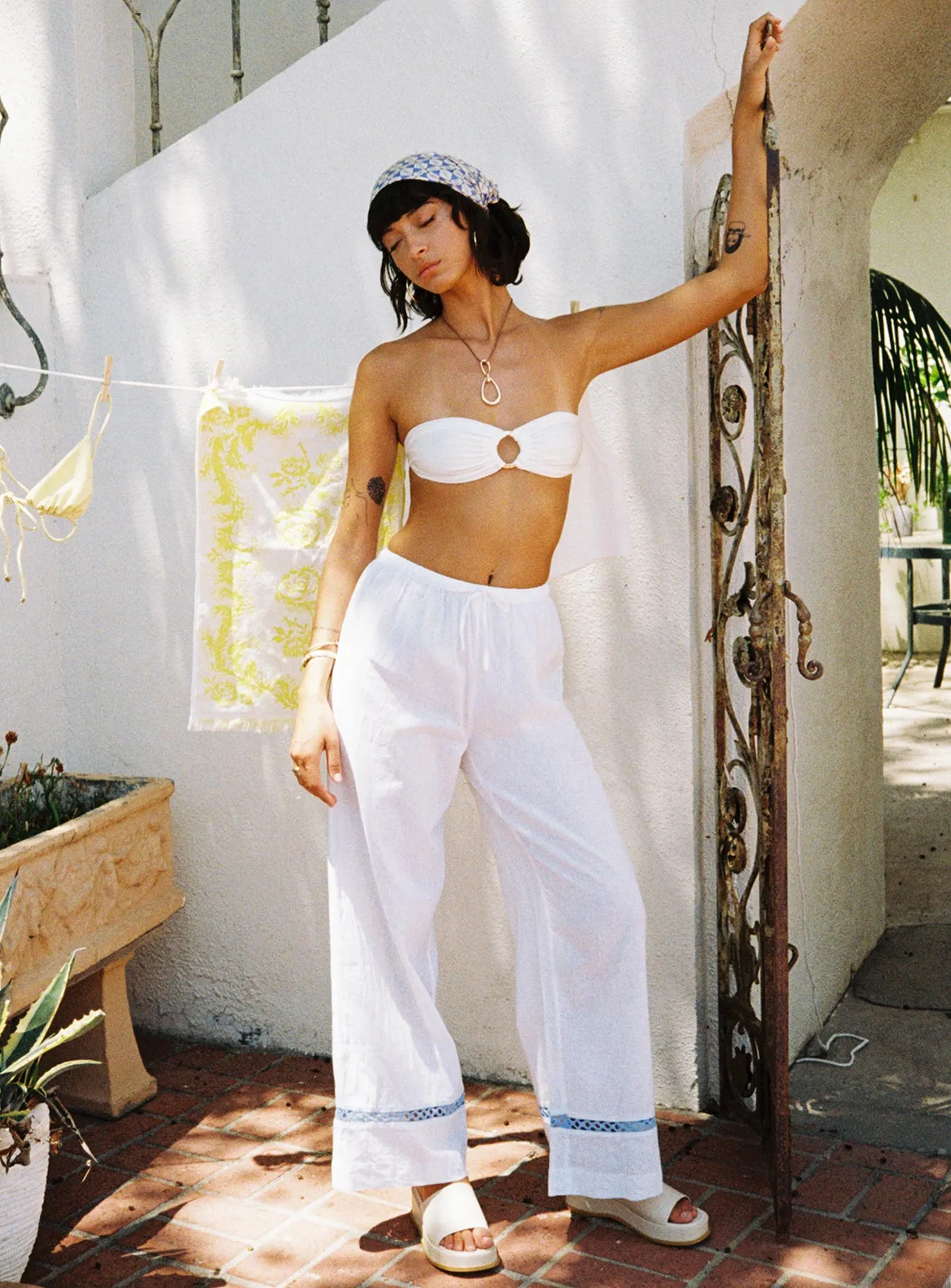 Sun Time Pants White / Blue sold by Princess Polly product image thumbnail 2