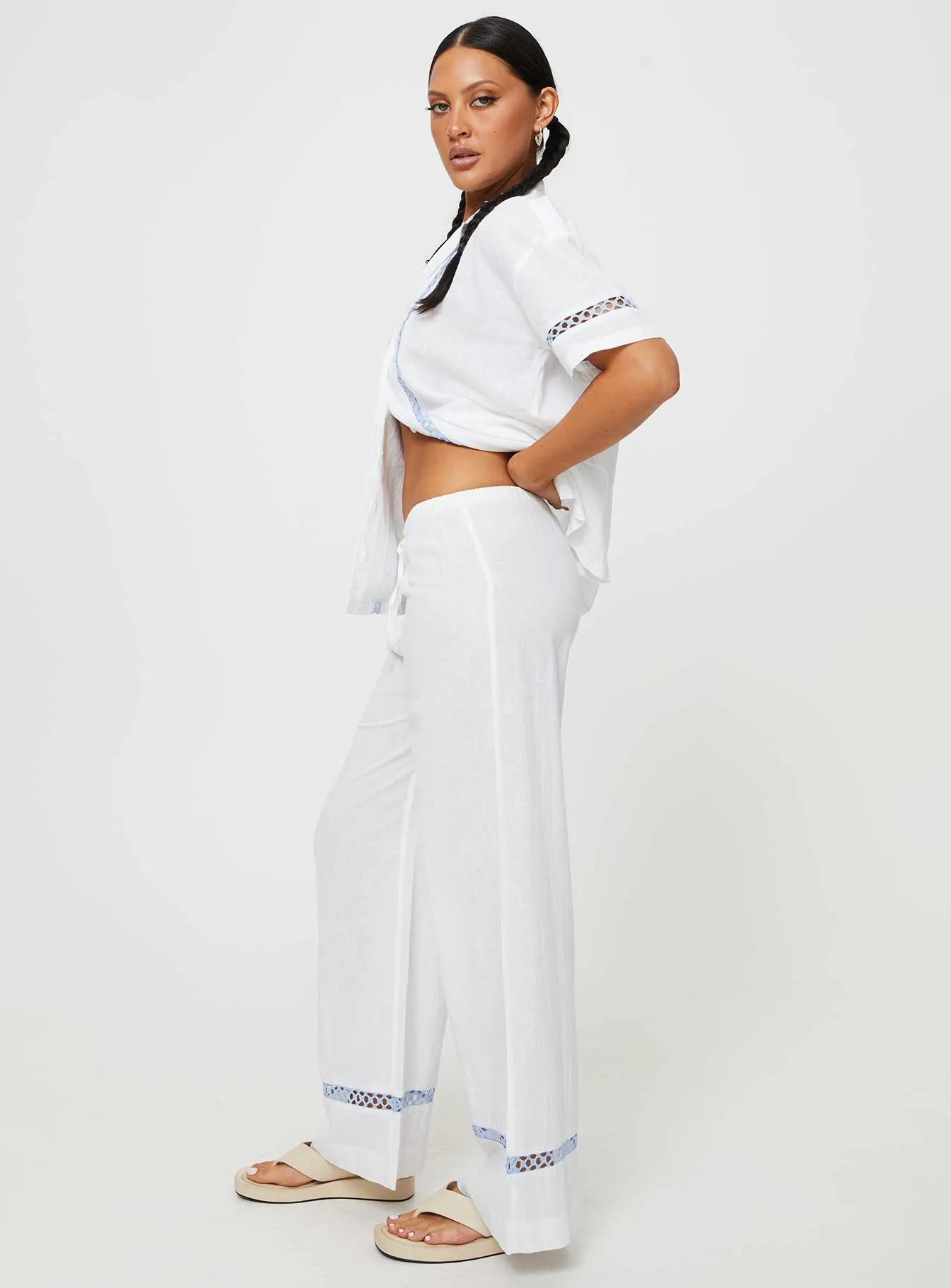Sun Time Pants White / Blue sold by Princess Polly product image thumbnail 5