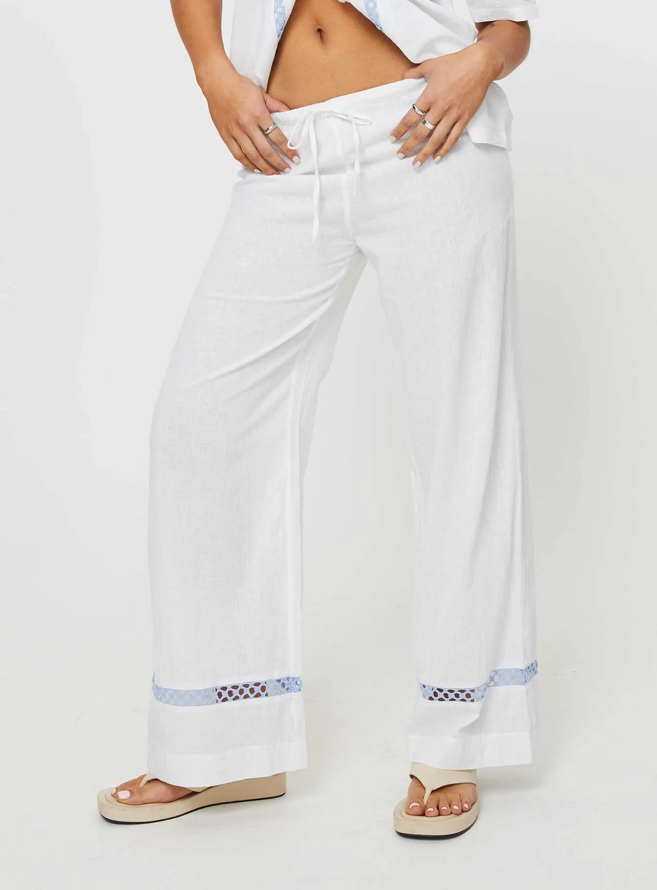Sun Time Pants White / Blue sold by Princess Polly product image thumbnail 3
