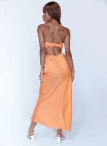 Giselle Midi Dress Orange sold by Princess Polly