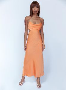 Giselle Midi Dress Orange sold by Princess Polly