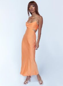 Giselle Midi Dress Orange sold by Princess Polly