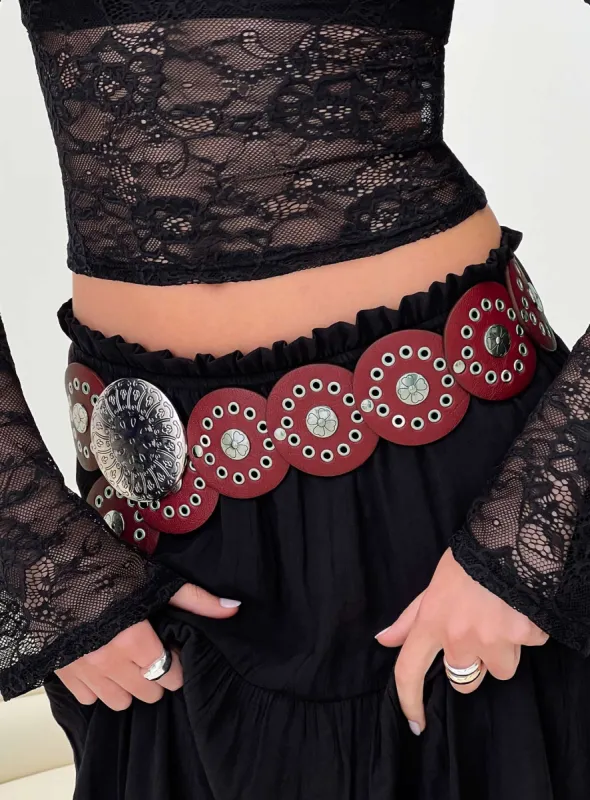 Karelle Belt Burgundy sold by Princess Polly
