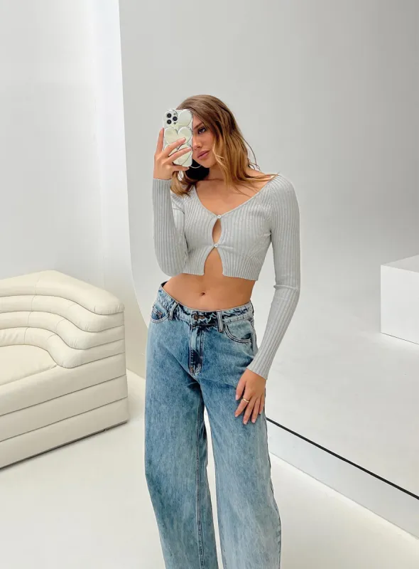 Lolida Cropped Cardigan Grey Marle sold by Princess Polly