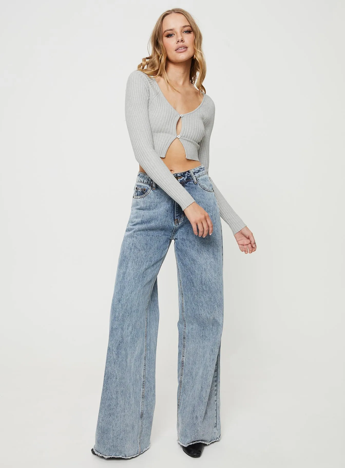 Lolida Cropped Cardigan Grey Marle sold by Princess Polly product image thumbnail 3