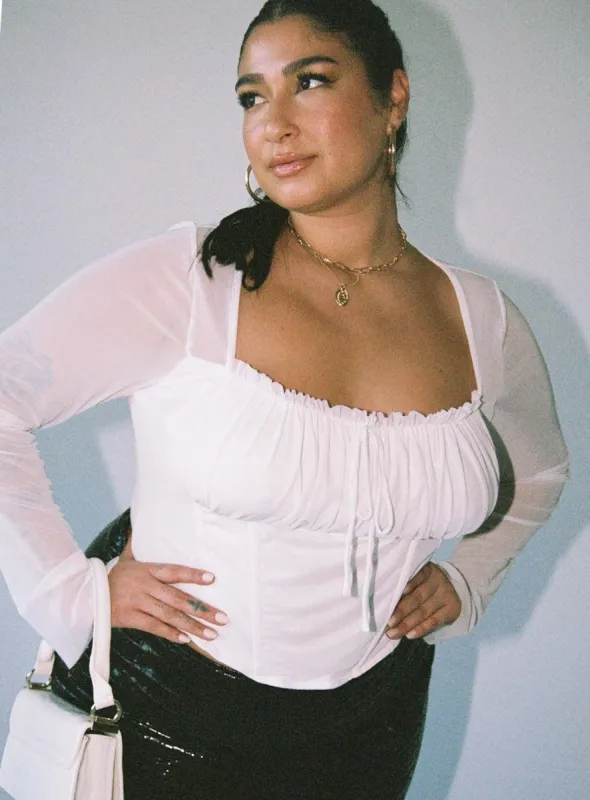 Lovitt Long Sleeve Top White Curve sold by Princess Polly