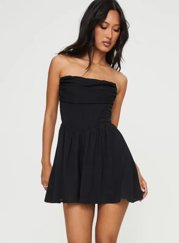 Jaylani Strapless Romper Black sold by Princess Polly