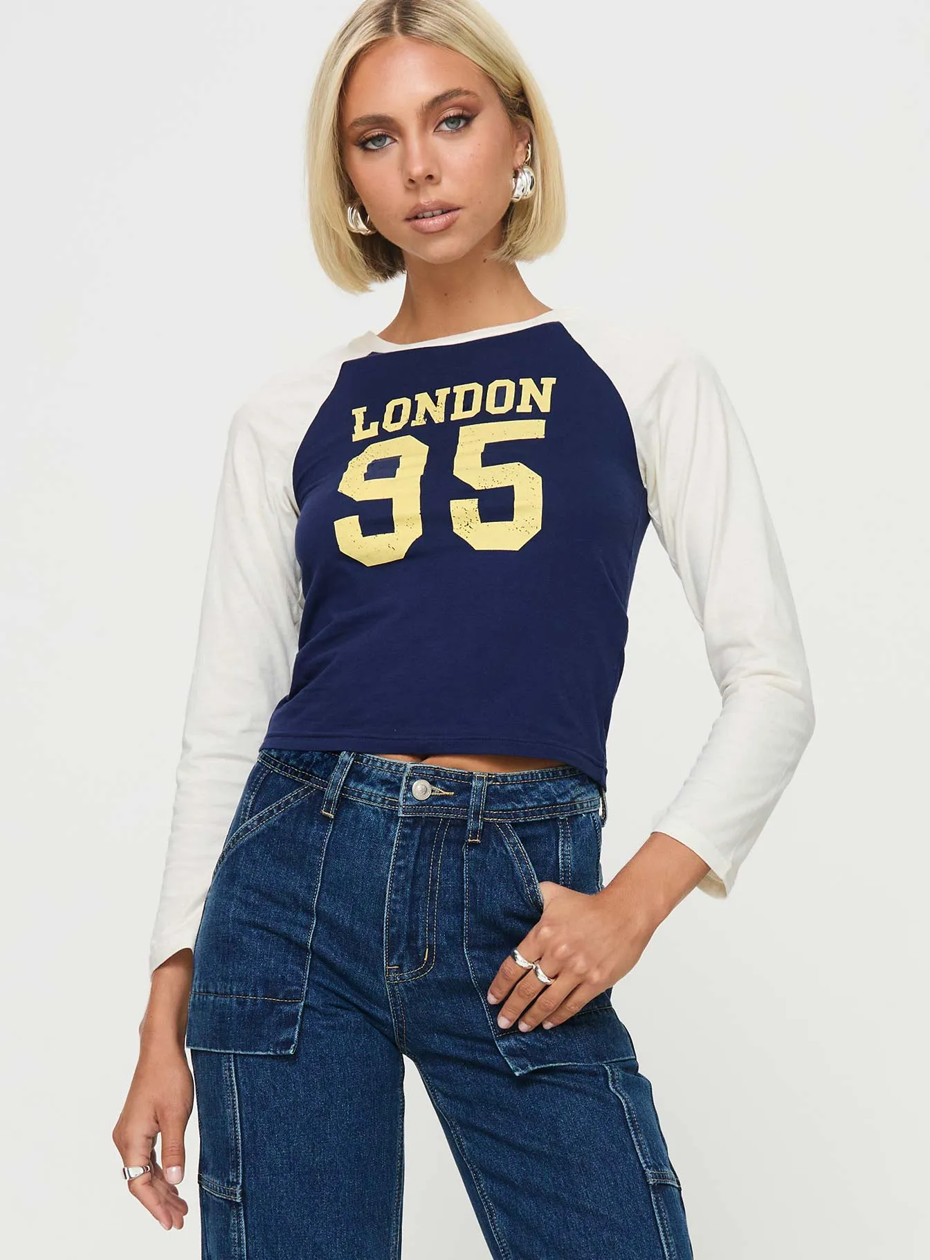 London 95 Long Sleeve Top Navy sold by Princess Polly product image thumbnail 2