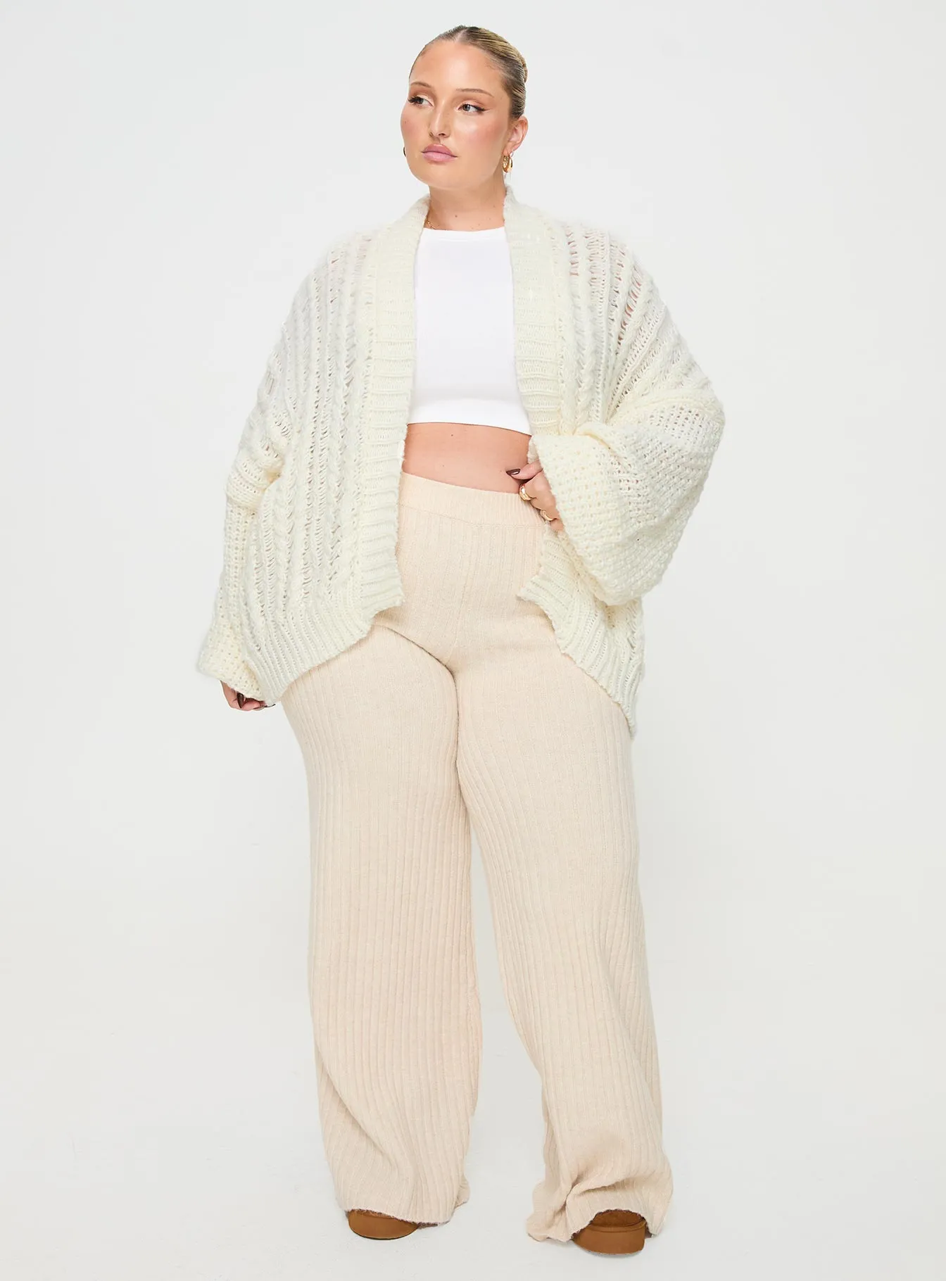 Abner Cable Cardigan Cream Curve sold by Princess Polly product image thumbnail 3