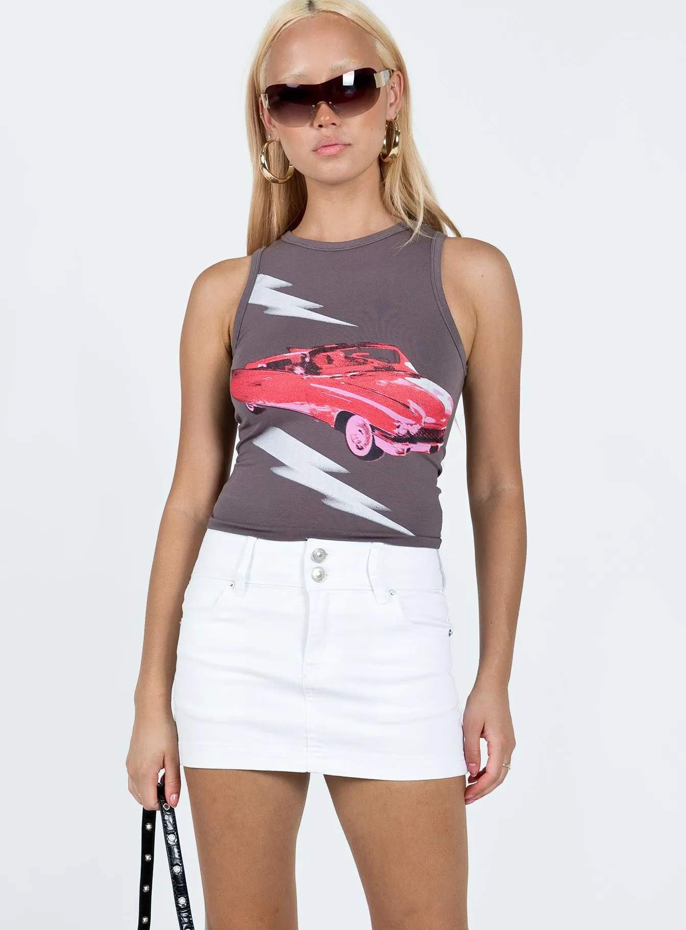 Faya Low Rise Denim Mini Skirt White sold by Princess Polly product image thumbnail 2