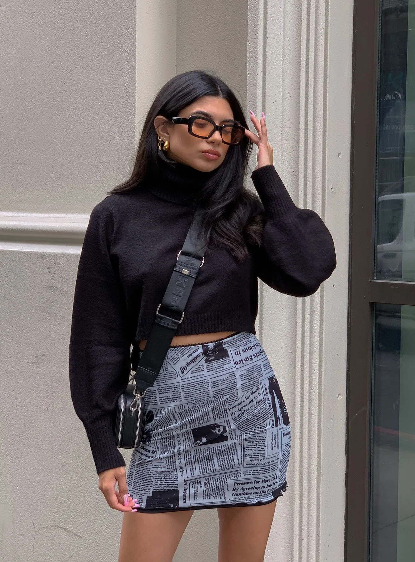 Zahara Cropped Turtleneck Sweater Black Petite sold by Princess Polly