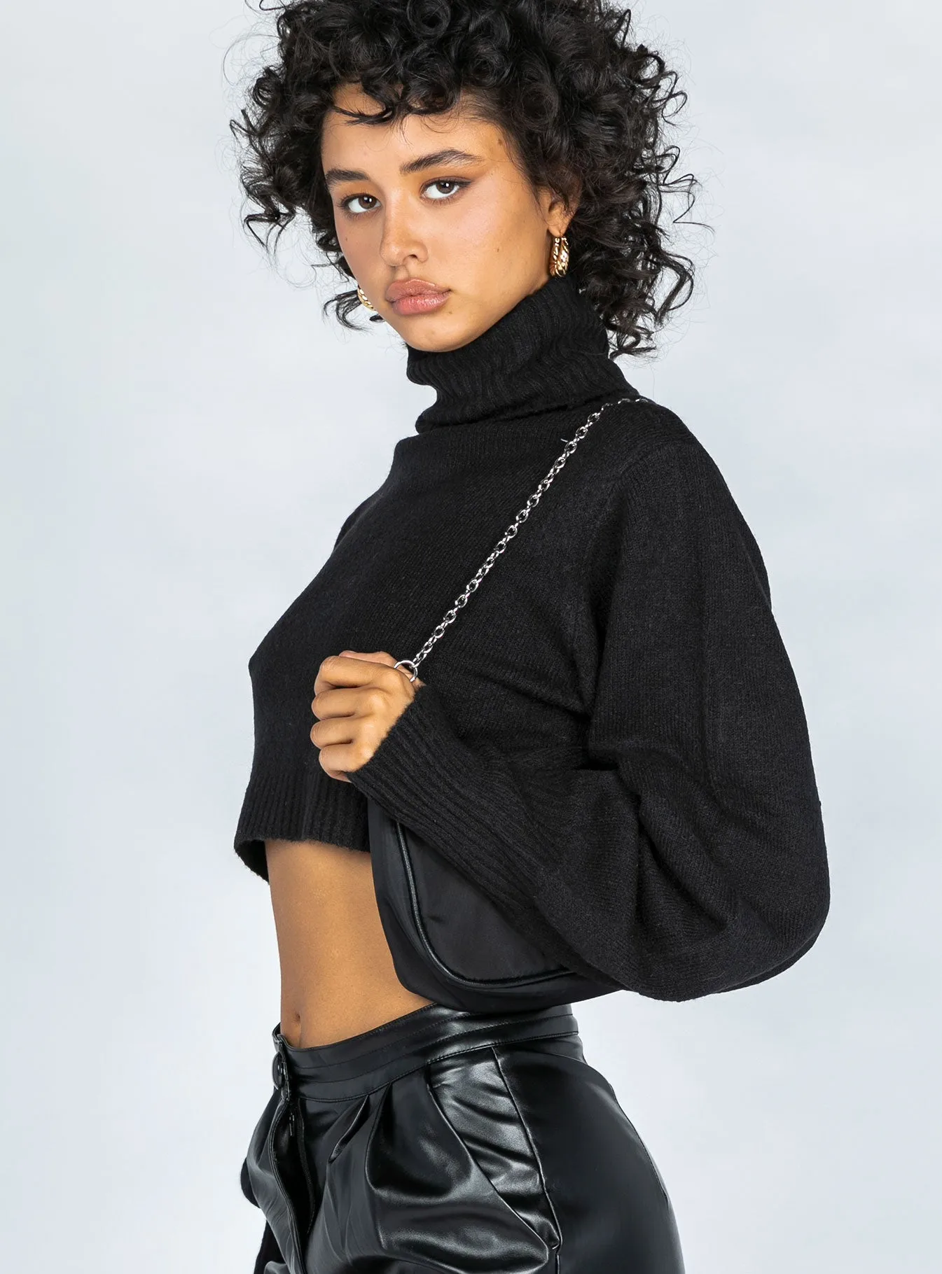 Zahara Cropped Turtleneck Sweater Black Petite sold by Princess Polly product image thumbnail 4