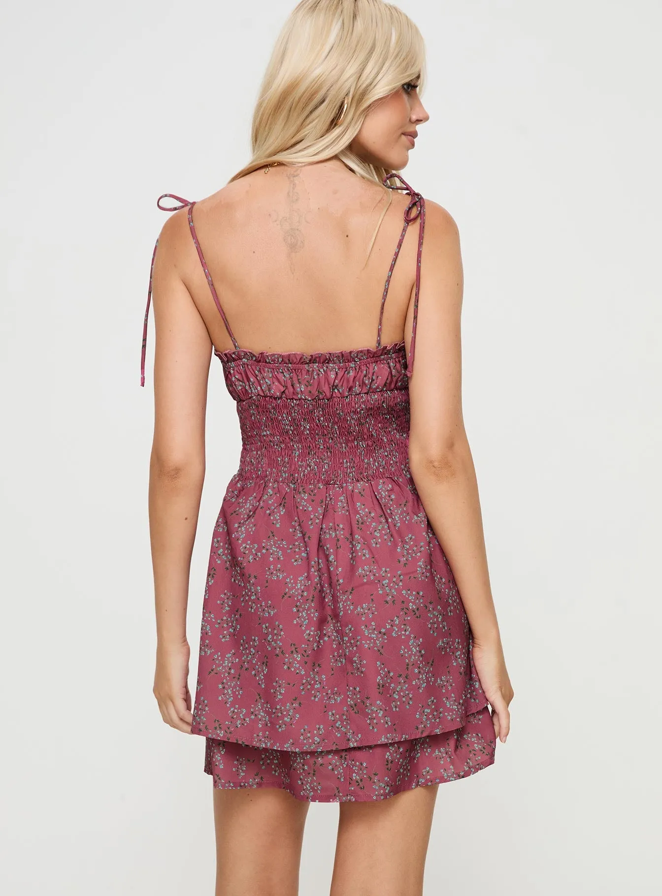 Benicio Mini Dress Burgundy Floral sold by Princess Polly product image thumbnail 5