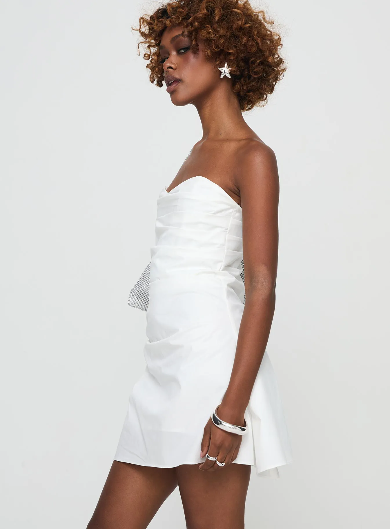 Bradwell Strapless Mini Dress White sold by Princess Polly product image thumbnail 4