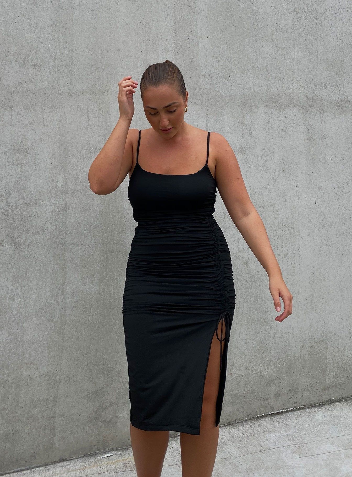 Adalee Midi Dress Black sold by Princess Polly