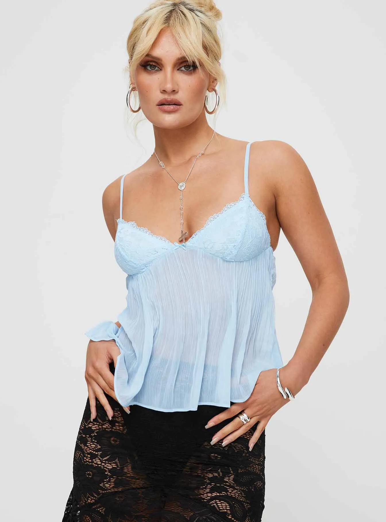Zami Pleat Top Blue sold by Princess Polly product image thumbnail 2
