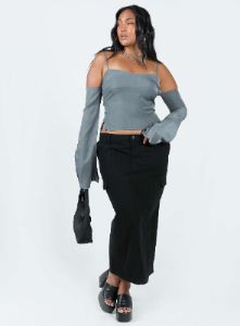 Motel Widya Skirt Panama Black sold by Princess Polly