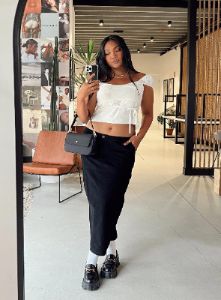 Motel Widya Skirt Panama Black sold by Princess Polly