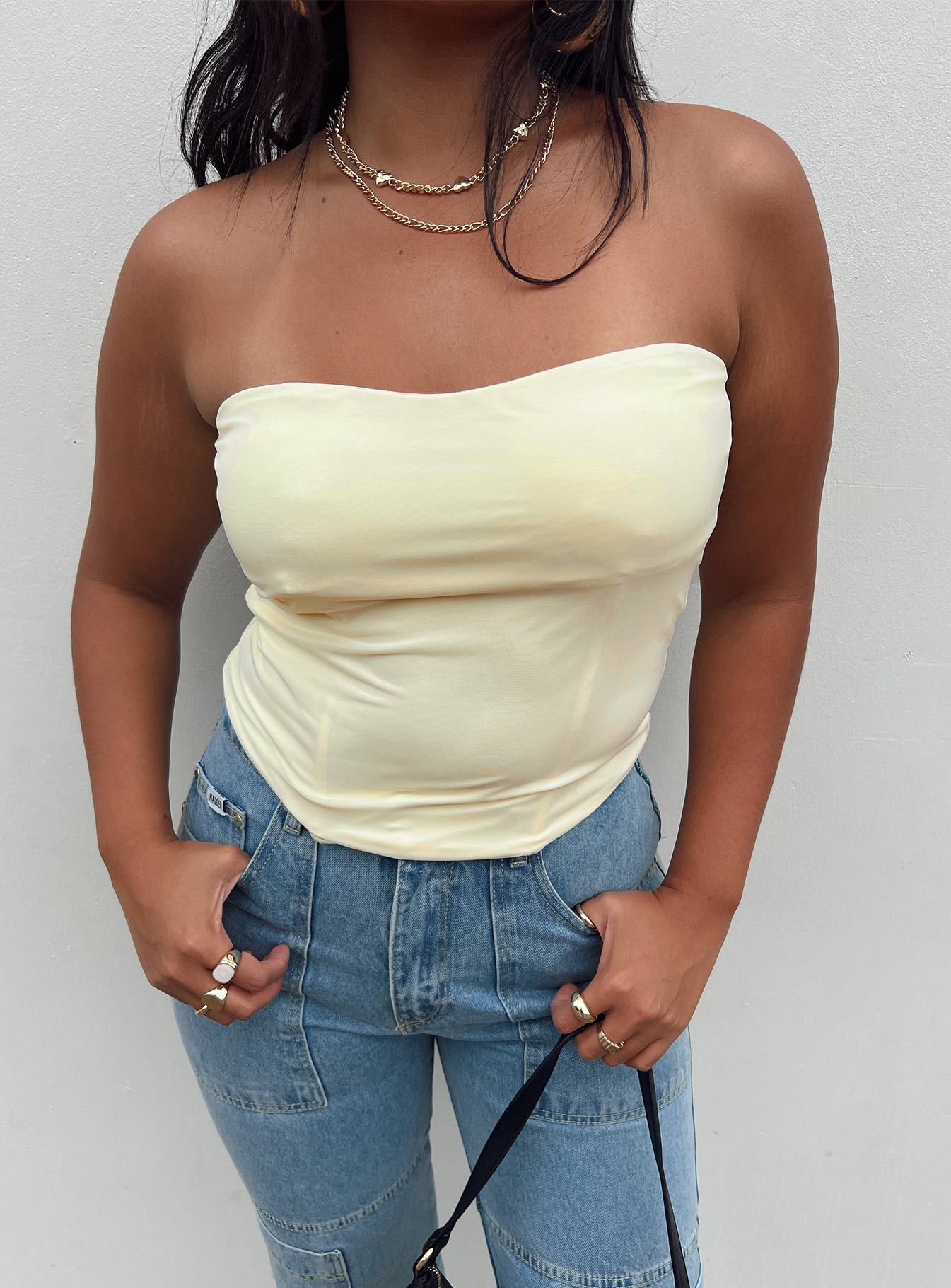 Carta Tube Corset Top Yellow sold by Princess Polly