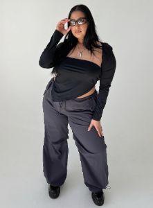 Snow Parachute Pants Slate Curve sold by Princess Polly