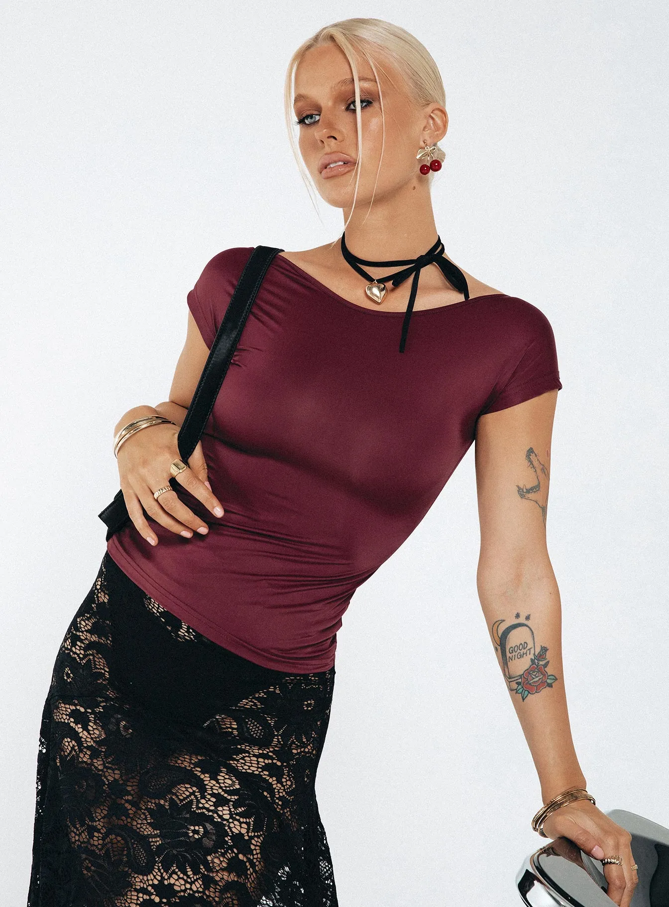 Rosalinda Top Wine sold by Princess Polly