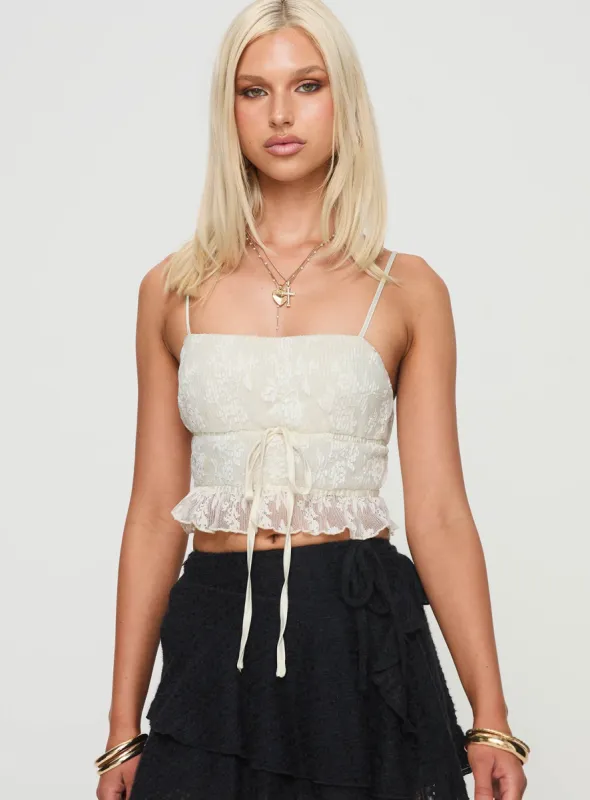 Oh Plisse Top Cream sold by Princess Polly