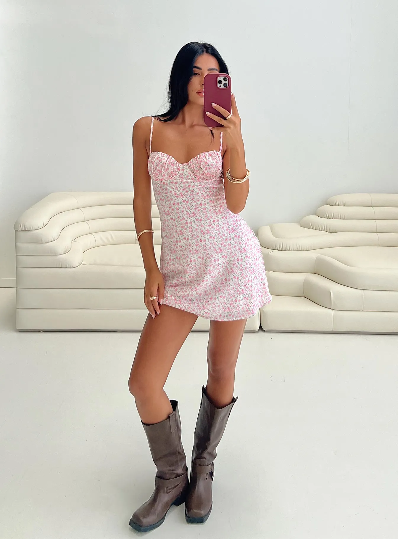 Draven Mini Dress Pink sold by Princess Polly
