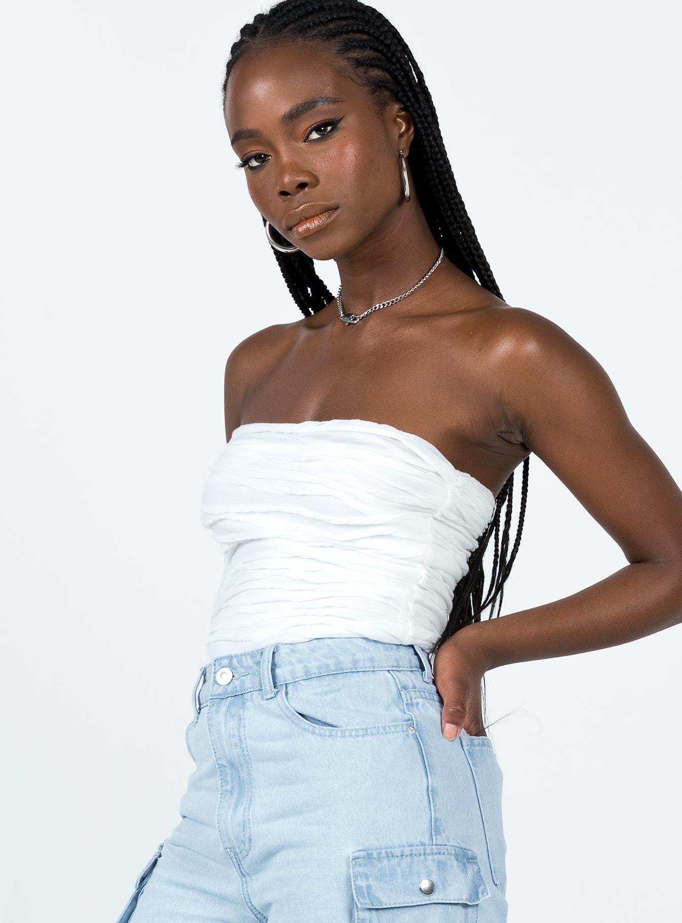 Cecile Strapless Top White sold by Princess Polly product image thumbnail 4