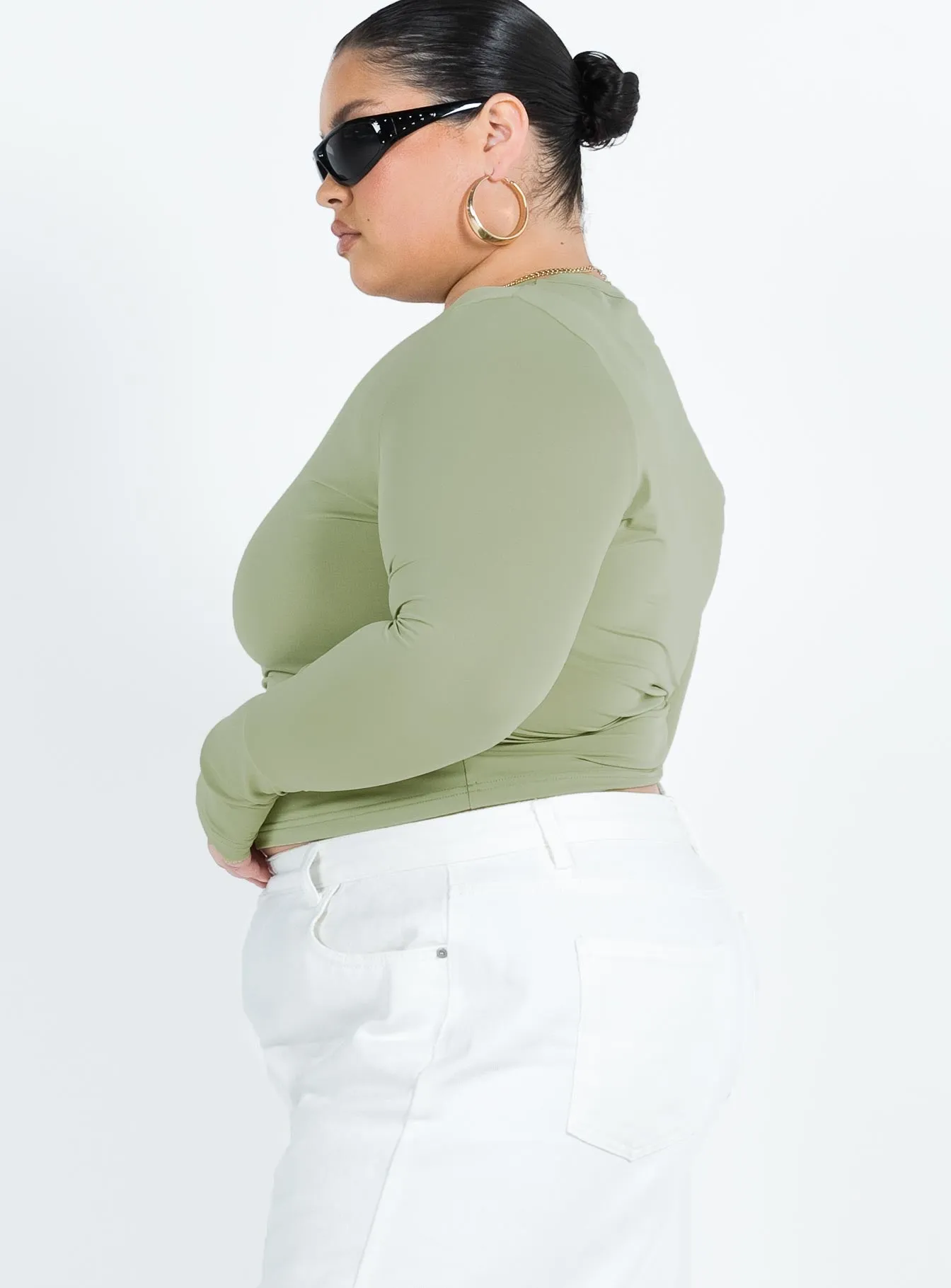 Farro Long Sleeve Top Sage Curve sold by Princess Polly product image thumbnail 3