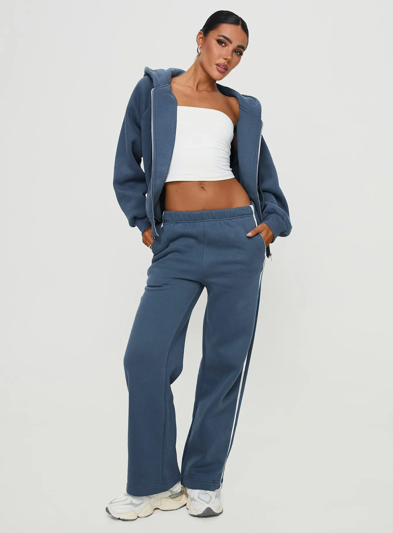 Skiller Side Stripe Track Pants Navy sold by Princess Polly product image thumbnail 3