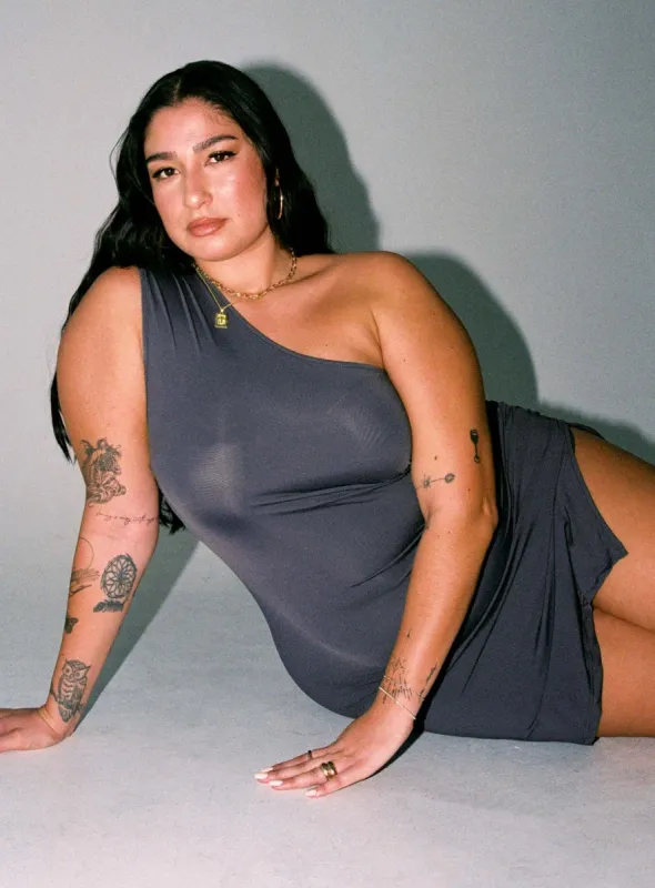 Irisa Mini Dress Grey Curve sold by Princess Polly